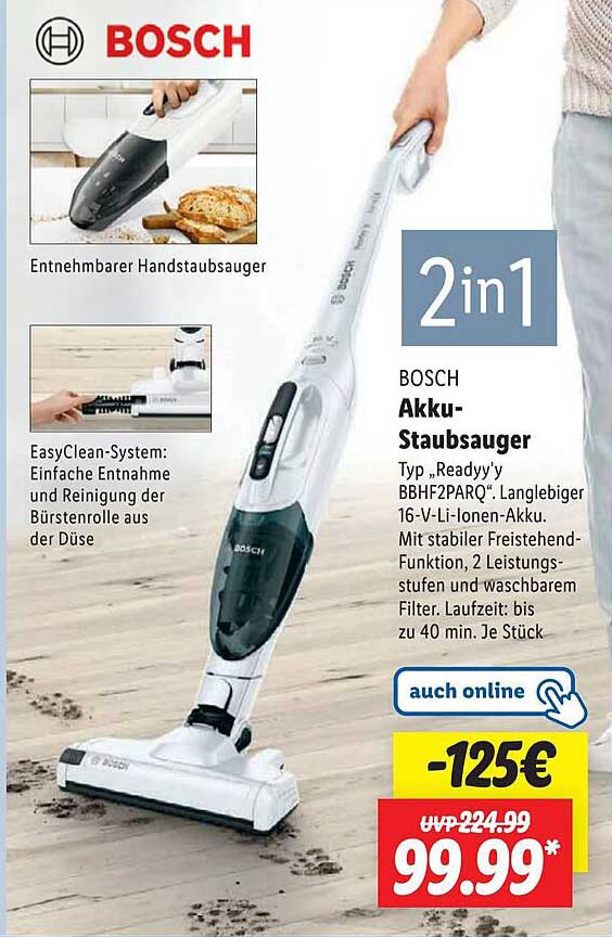 BOSCH Akku-Staubsauger Typ „Ready'y BBHF2PARQ“
