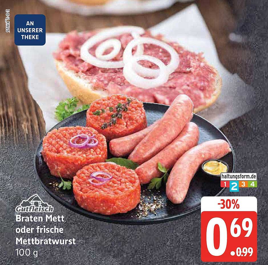Braten Mett oder frische Mettbratwurst 100 g