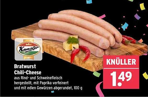 Bratwurst Chili-Cheese, 100 g