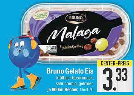 Bruno Gelato Eis Malaga, 900ml Becher