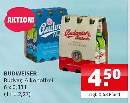 BUDWEISER Budvar, Alkoholfrei 6 x 0,33 l