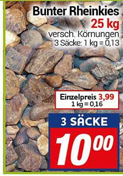 Bunter Rheinkies 25 kg - 3 Säcke für 10,00 €