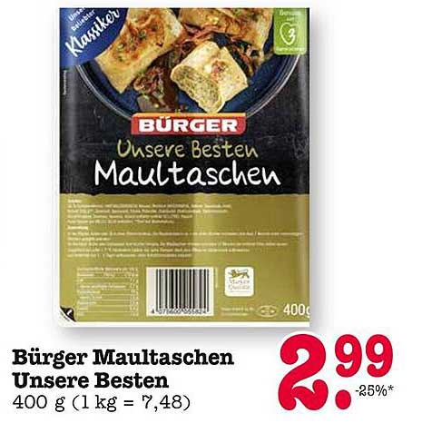Bürger Maultaschen Unsere Besten 400 g