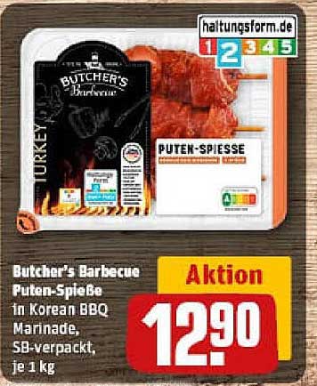 Butcher's Barbecue Puten-Spieße in Korean BBQ Marinade, SB-verpackt, je 1 kg