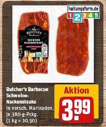 Butcher's Barbecue Schweinenackensteaks in verschiedenen Marinaden, je 380-g-Pckg.