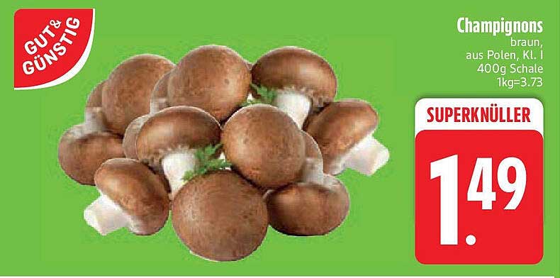 Champignons braun, aus Polen, Kl. I, 400g Schale