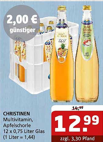 CHRISTINEN Multivitamin Apfelschorle 12 x 0,75 Liter Glas
