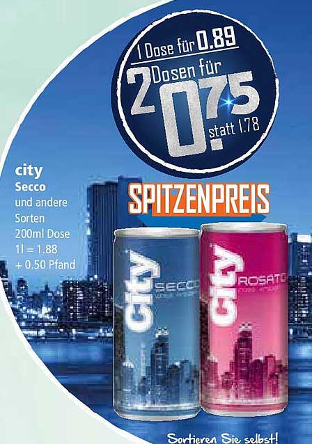 city Secco und andere Sorten 200ml Dose - Spitzenpreis!