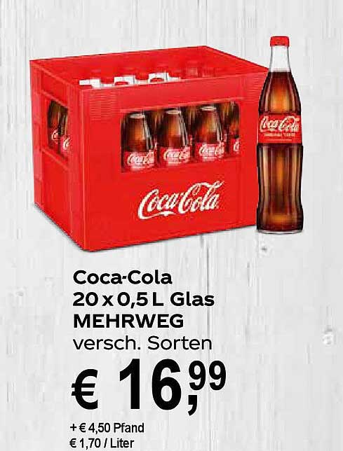 Coca-Cola 20 x 0,5 L Glas MEHRWEG - verschiedene Sorten
