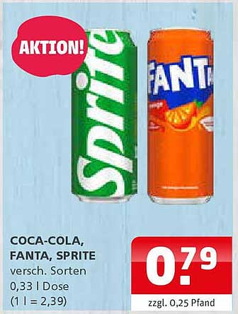 COCA-COLA, FANTA, SPRITE - 0,33 l Dose zum Aktionspreis