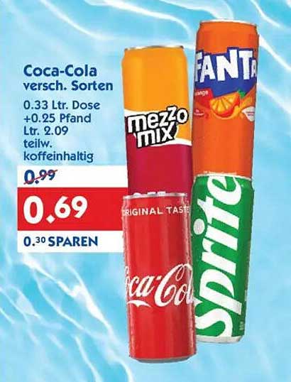 Coca-Cola in verschiedenen Sorten - 0,33 L Dose