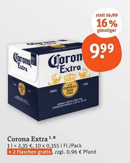 Corona Extra 10 x 0,355 l für nur 9,99 €