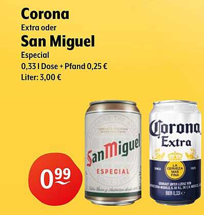 Corona Extra oder San Miguel Especial