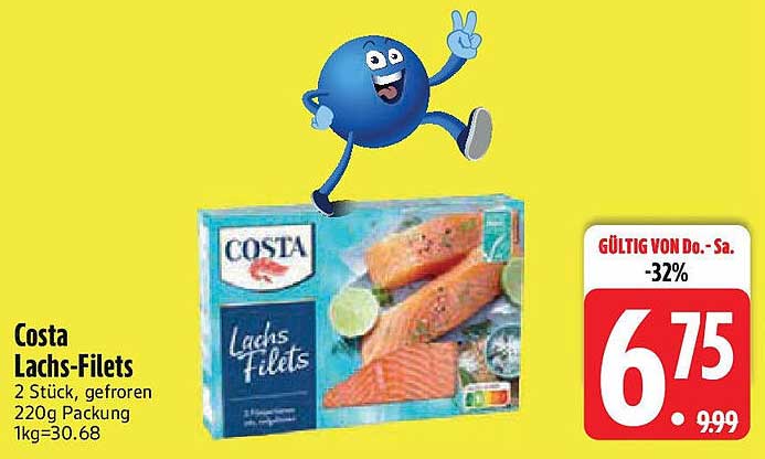 Costa Lachs-Filets 2 Stück, gefroren 220g Packung
