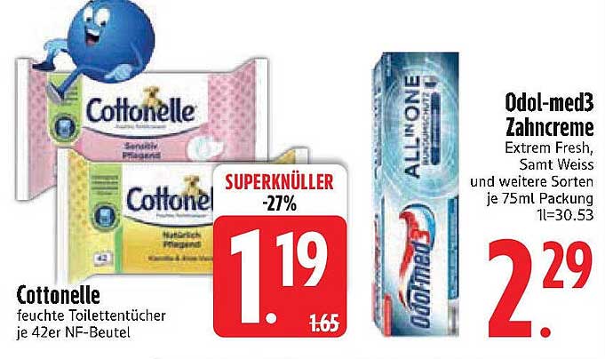 Cottonelle feuchte Toilettentücher je 42er NF-Beutel