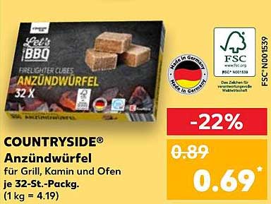 COUNTRYSIDE® Anzünderwürfel für Grill, Kamin und Ofen