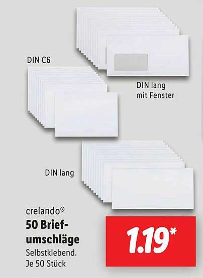crelando® 50 Briefumschläge Selbstkleben, Je 50 Stück