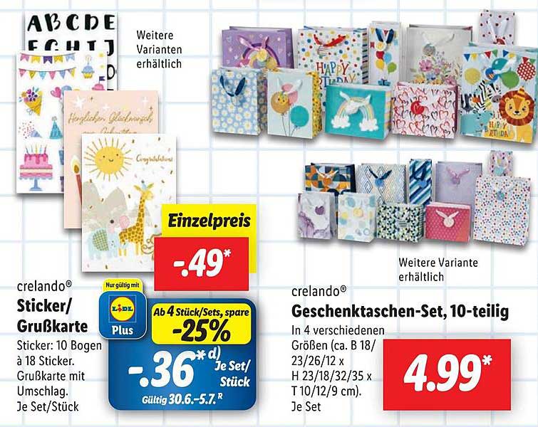 crelando® Geschenktaschen-Set, 10-teilig