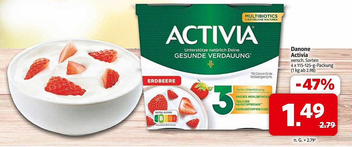 Danone Activia Erdbeere 4 x 115 g - 47% Rabatt!