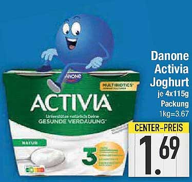 Danone Activia Joghurt - Natur, 4x115g Packung