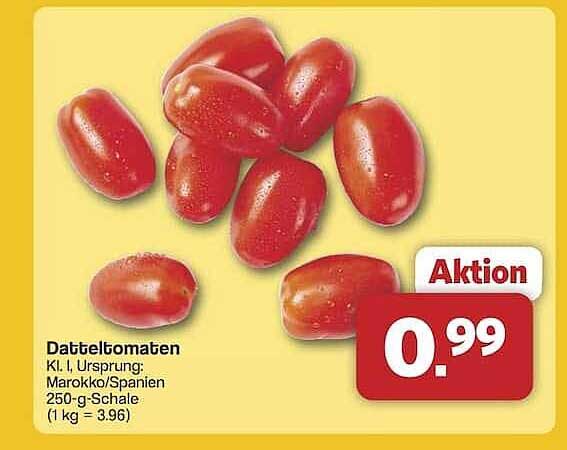 Datteltomaten 250-g-Schale – nur 0,99 €