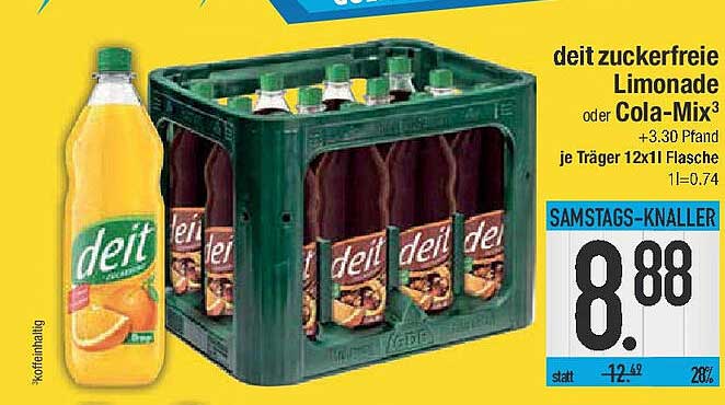 deit zuckerfreie Limonade oder Cola-Mix³ – 12x1l Kasten