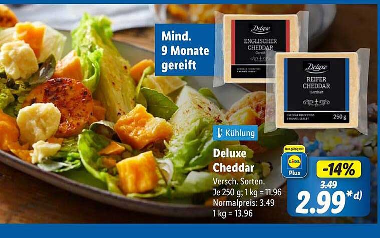 Deluxe Cheddar, verschiedene Sorten, 250 g