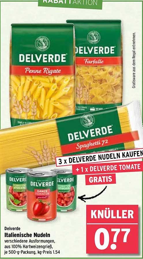 Delverde Italienische Nudeln - 3 Packungen kaufen, 1 Packung Tomaten gratis!
