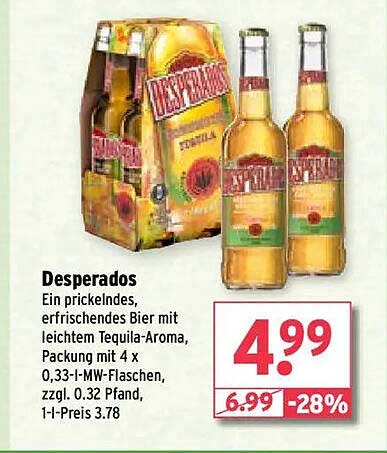 Desperados - Erfrischendes Bier mit Tequila-Aroma