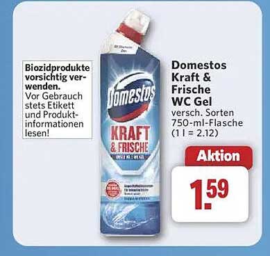 Domestos Kraft & Frische WC Gel 750-ml-Flasche