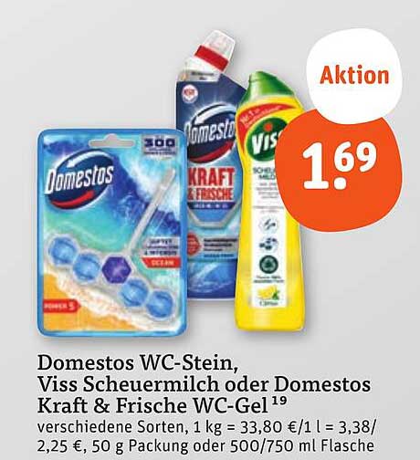 Domestos WC-Stein, Viss Scheuermilch oder Domestos Kraft & Frische WC-Gel