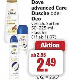 Dove advanced Care Dusche oder Deo, verschiedene Sorten 50-225-ml-Flasche