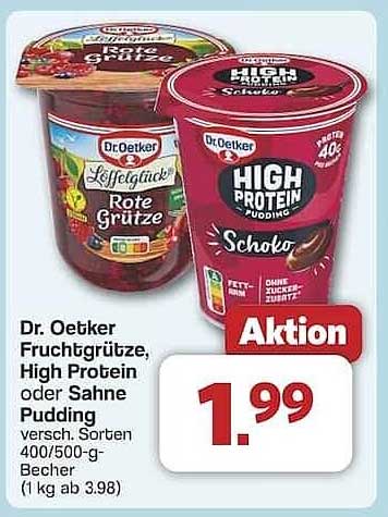 Dr. Oetker Fruchtgrütze, High Protein oder Sahne Pudding 400/500-g-Becher