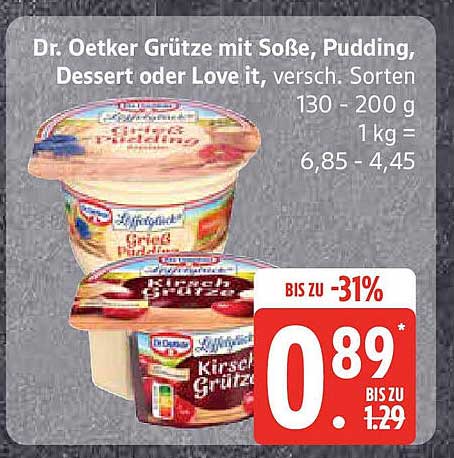 Dr. Oetker Grütze mit Soße, Pudding, Dessert oder Love it, verschiedene Sorten 130 - 200 g