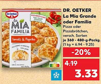 DR. OETKER La Mia Grande oder Familia Pizza oder Pizzabrötchen, versch. Sorten je 360 - 480-g-Pack.