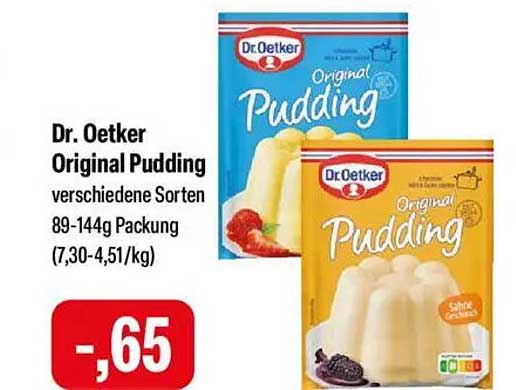 Dr. Oetker Original Pudding verschiedene Sorten 89-144g Packung