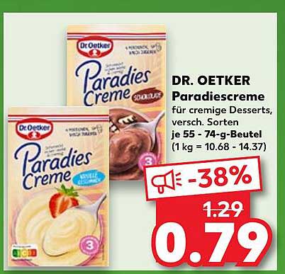 DR. OETKER Paradiescreme für cremige Desserts, versch. Sorten je 55 - 74-g-Beutel