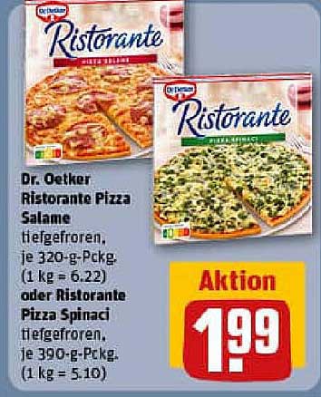 Dr. Oetker Ristorante Pizza Salame oder Spinaci – 1,99