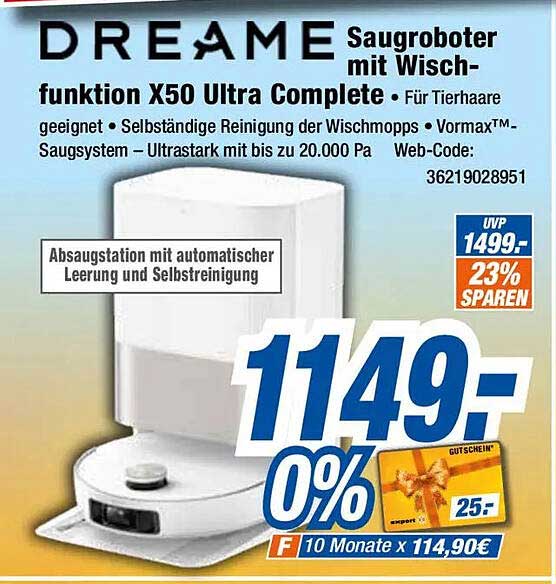 DREAME Saugroboter mit Wischfunktion X50 Ultra Complete