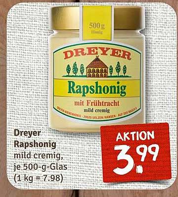 Dreyer Rapshonig mit Frühtracht - mild cremig, je 500-g-Glas