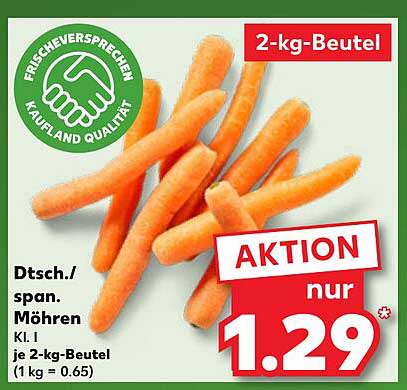 Dtsch./span. Möhren Kl. I - 2-kg-Beutel