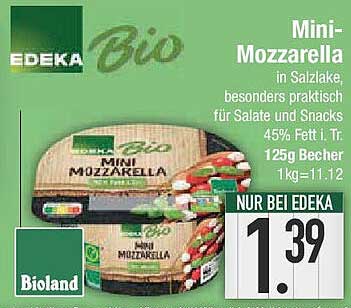 EDEKA Bio Mini-Mozzarella in Salzlake