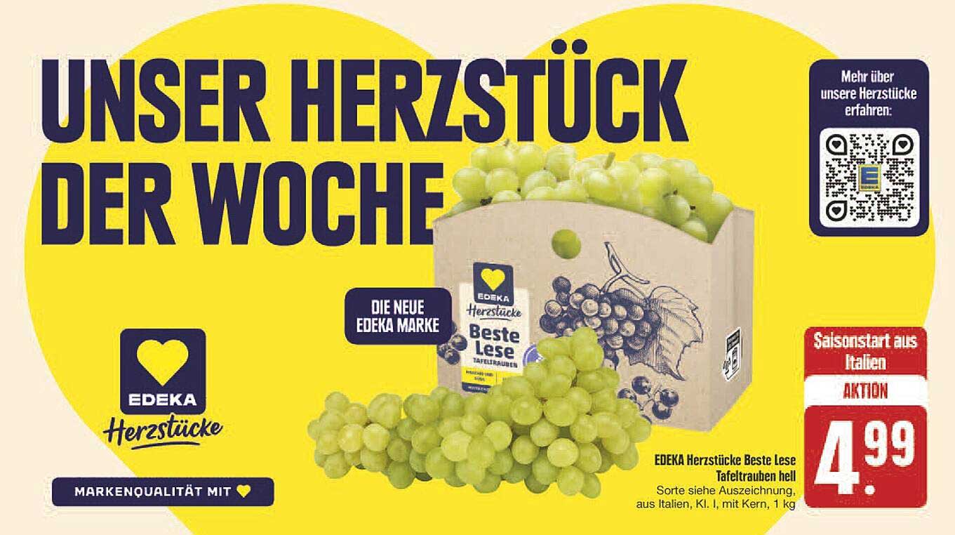 EDEKA Herzstücke Beste Lese Tafeltrauben hell - 1 kg