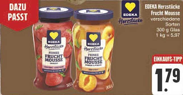 EDEKA Herzstücke Frucht Mousse verschiedene Sorten 300 g Glas