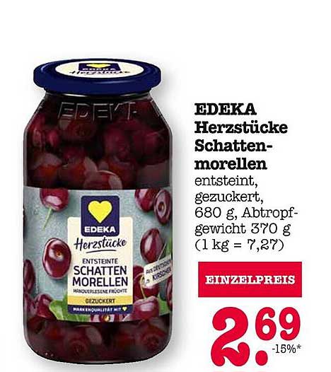 EDEKA Herzstücke Schattenmorellen entsteint, gezuckert 680 g
