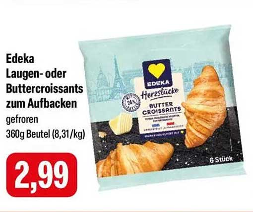 Edeka Laugen- oder Buttercroissants zum Aufbacken
