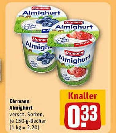Ehrmann Almighurt – verschiedene Sorten, je 150-g-Becher