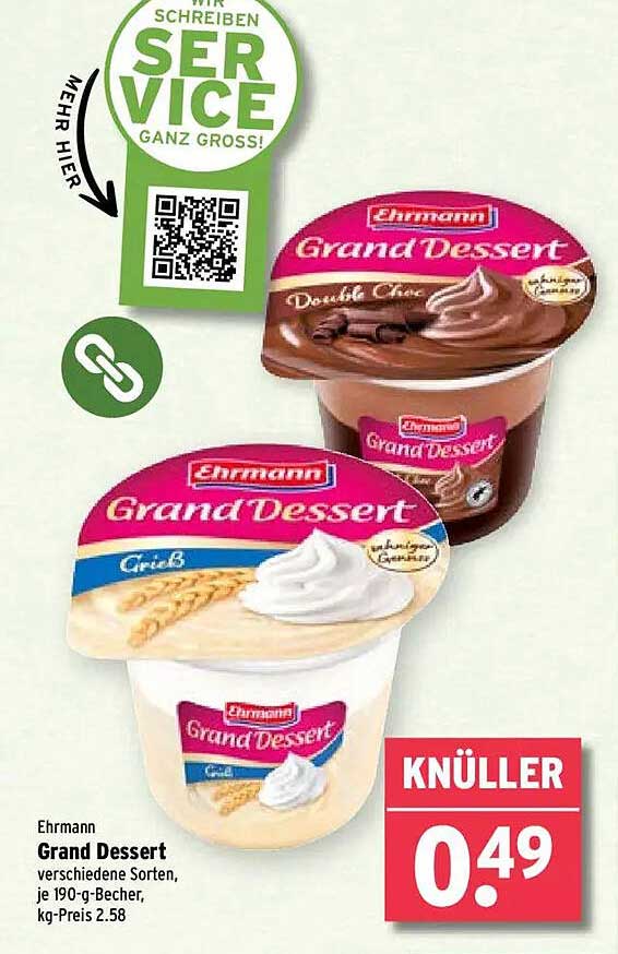 Ehrmann Grand Dessert verschiedene Sorten, je 190-g-Becher