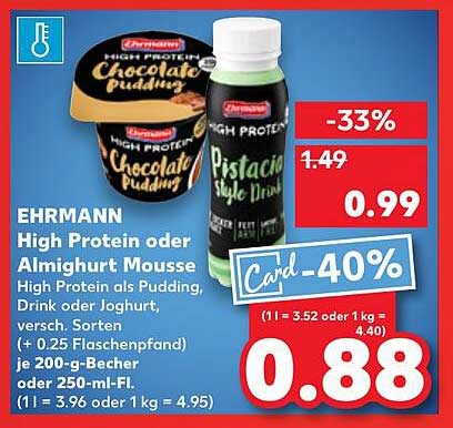 EHRMANN High Protein oder Almhjurt Mousse 200 g Becher oder 250 ml Flasche