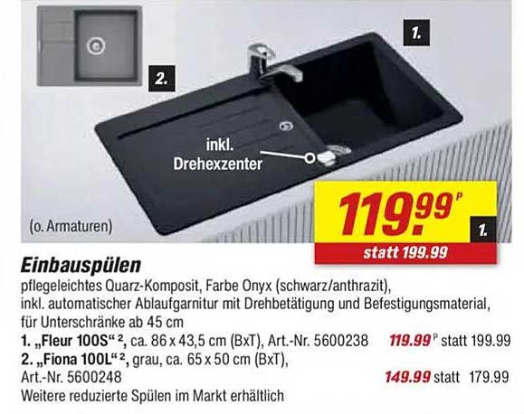Einbauspülen aus Quarz-Komposit in Onyx-Farbe